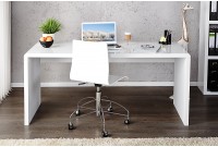 Bureau design 120x75 cm en bois teinté blanc laqué