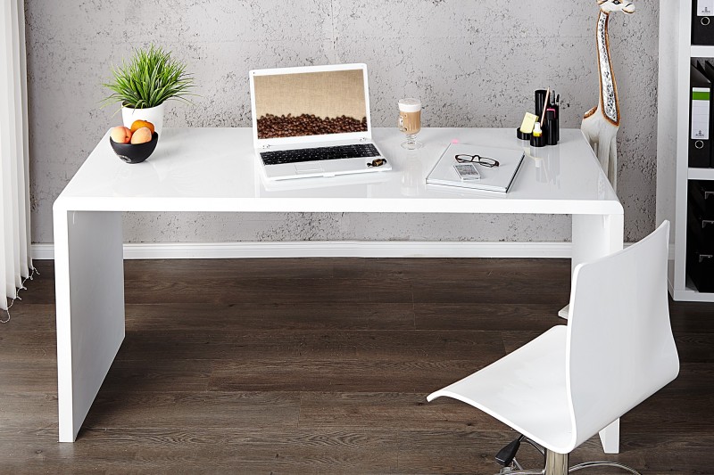 Bureau professionnel 140cm design en MDF coloris blanc