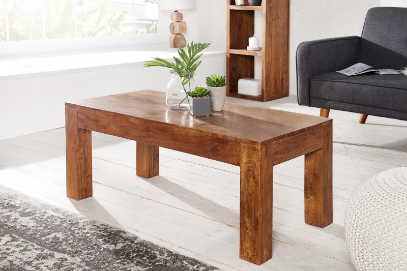 Table basse 100 cm en bois d'acacia coloris ciré naturel