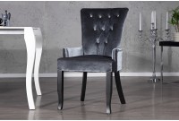 Fauteuil baroque en velours gris style capitonné