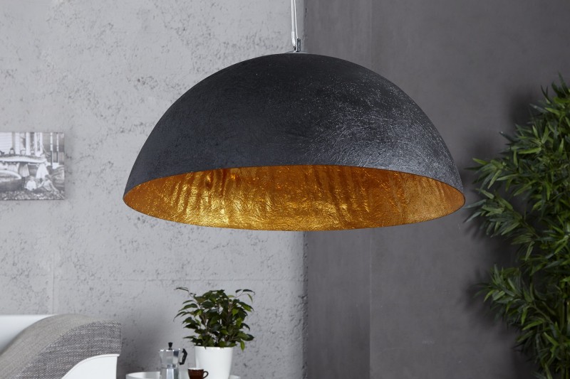 Lampe suspendue 50 cm design GLOW en fibre de verre coloris noir et or