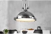 Lampe suspendue 45 cm design industriel en métal chromé