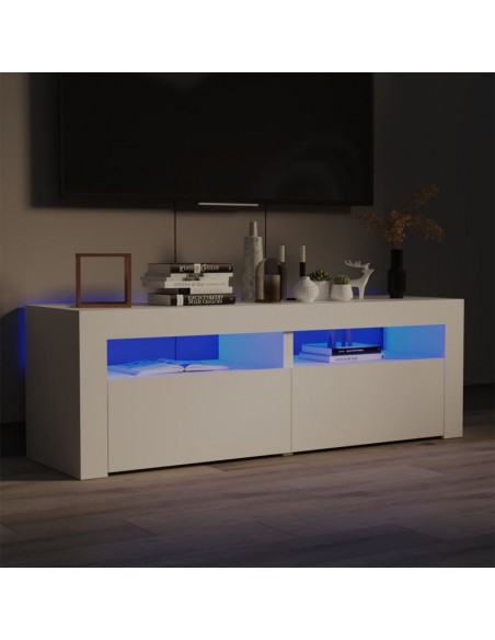 Meuble TV avec lumières LED blanc 120x35x40 cm