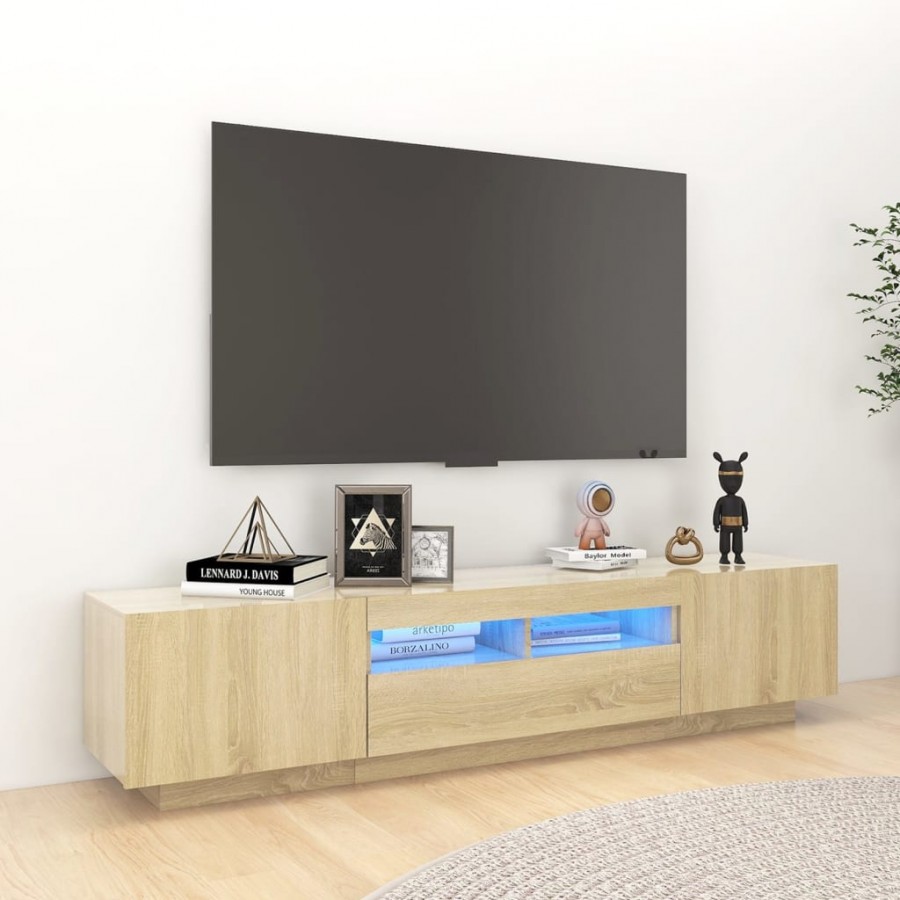 Meuble TV avec lumières LED Chêne sonoma 180x35x40 cm