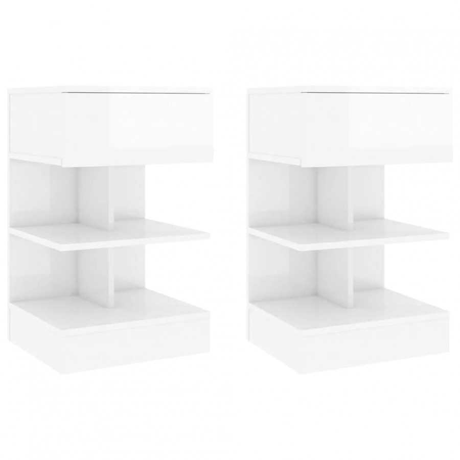 Tables de chevet 2 pcs Blanc brillant 40x35x65 cm