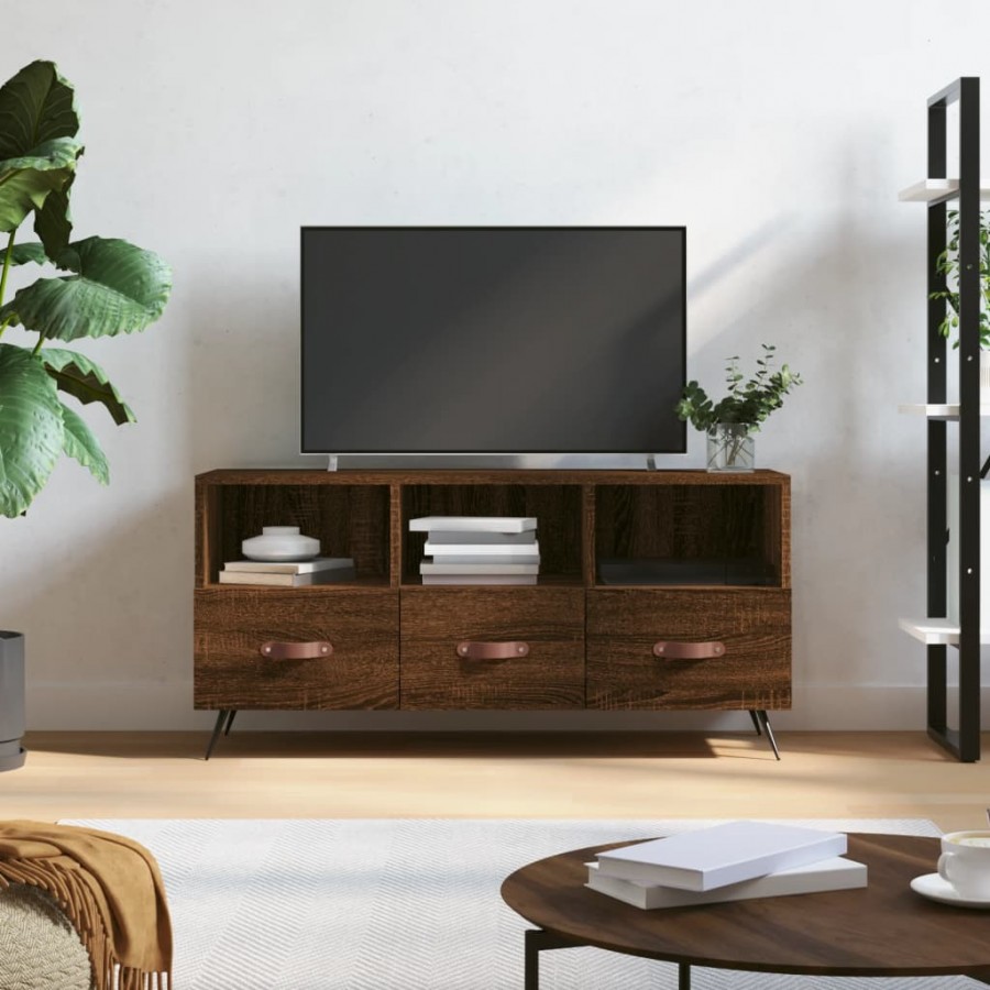 Meuble TV chêne marron 102x36x50 cm bois d'ingénierie