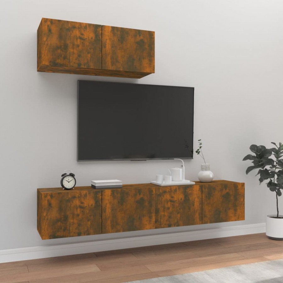 Ensemble de meubles TV 3 pcs Chêne fumé Bois d'ingénierie