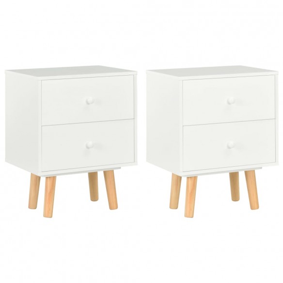 Tables de chevet 2 pcs Blanc 40 x 30 x 50 cm Pin massif