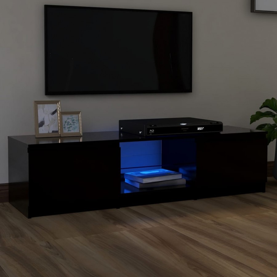 Meuble TV avec lumières LED noir 140x40x35,5 cm