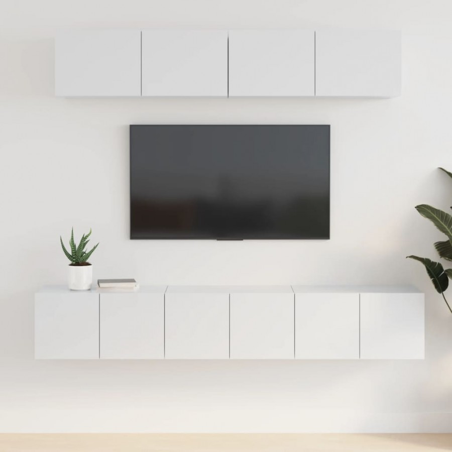 Ensemble de meubles TV 5 pcs Blanc brillant Bois d'ingénierie