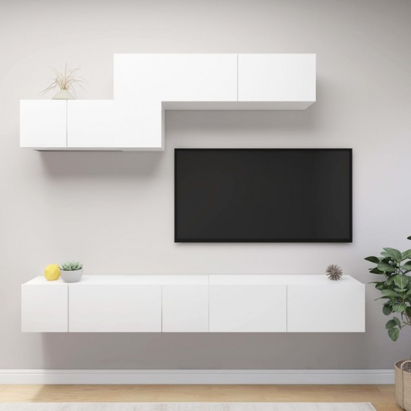 Ensemble de meuble TV 6 pcs Blanc Aggloméré