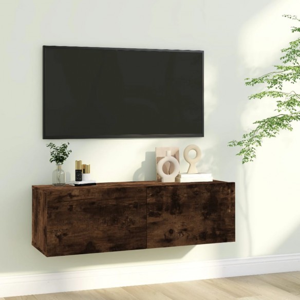 Armoire murale TV Chêne fumé 100x30x30 cm Bois d'ingénierie