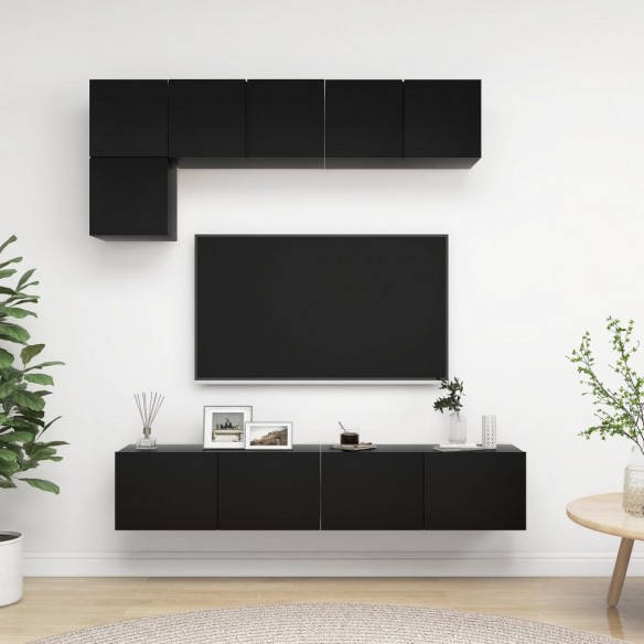 Ensemble de meuble TV 5 pcs Noir Aggloméré