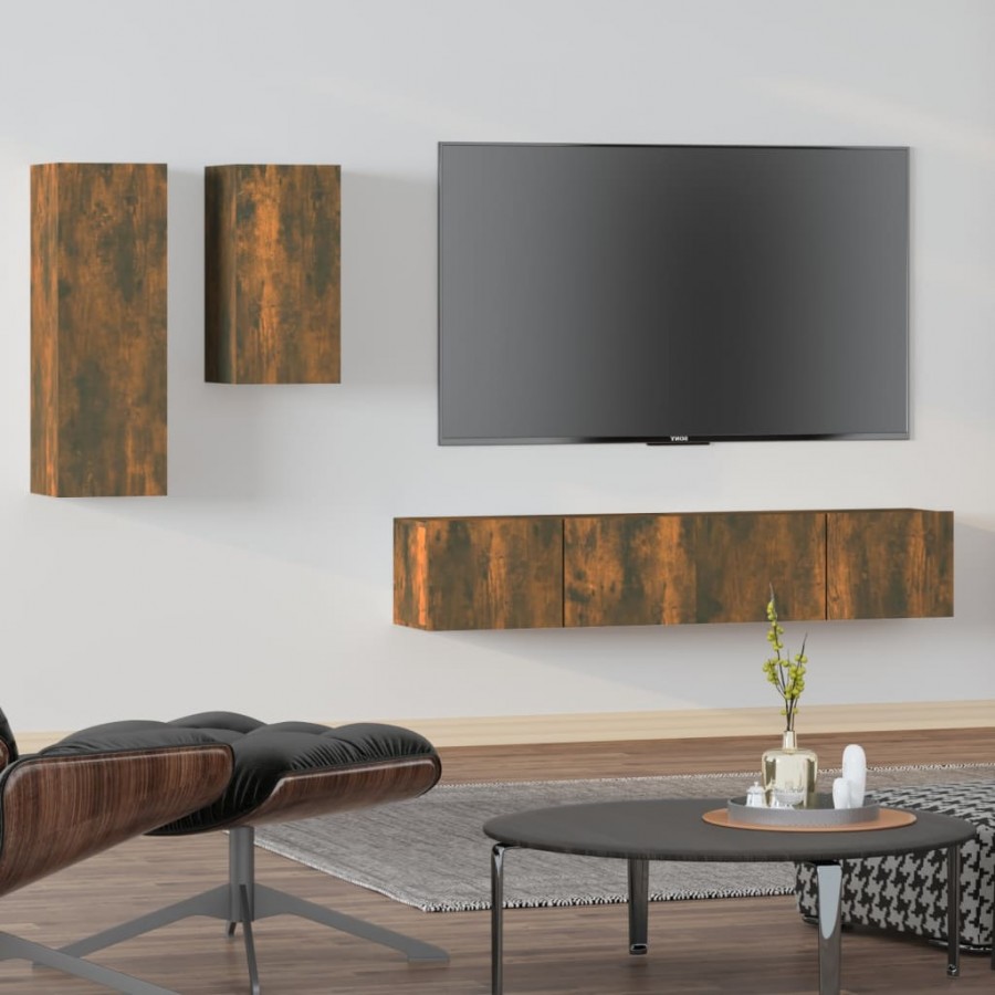 Ensemble de meubles TV 4 pcs Chêne fumé Bois d'ingénierie