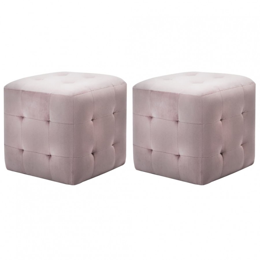 2 pcs Tables de chevet Rose 30x30x30 cm Tissu velours