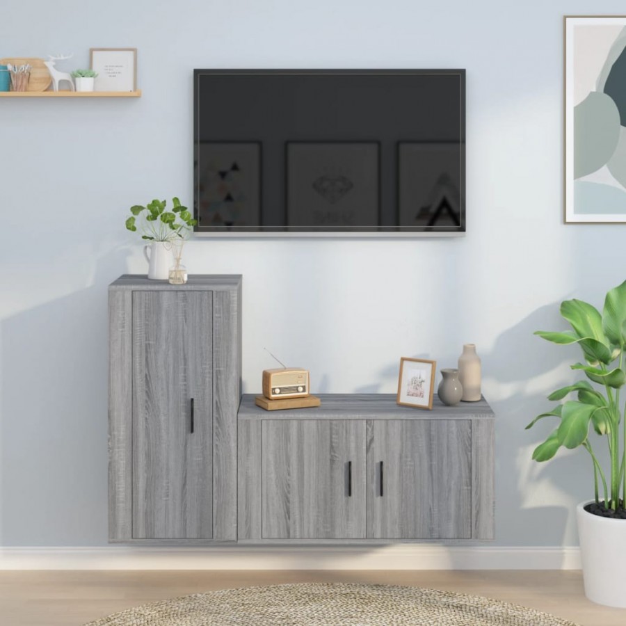 Ensemble de meubles TV 2 pcs Sonoma gris Bois d'ingénierie