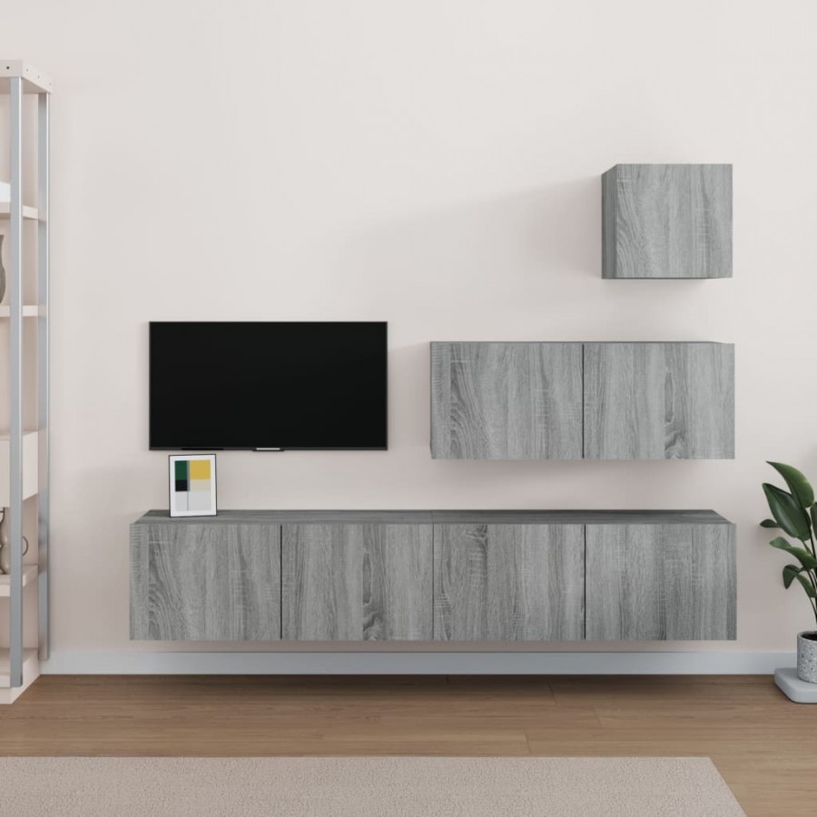 Ensemble de meubles TV 4 pcs Sonoma gris Bois d'ingénierie