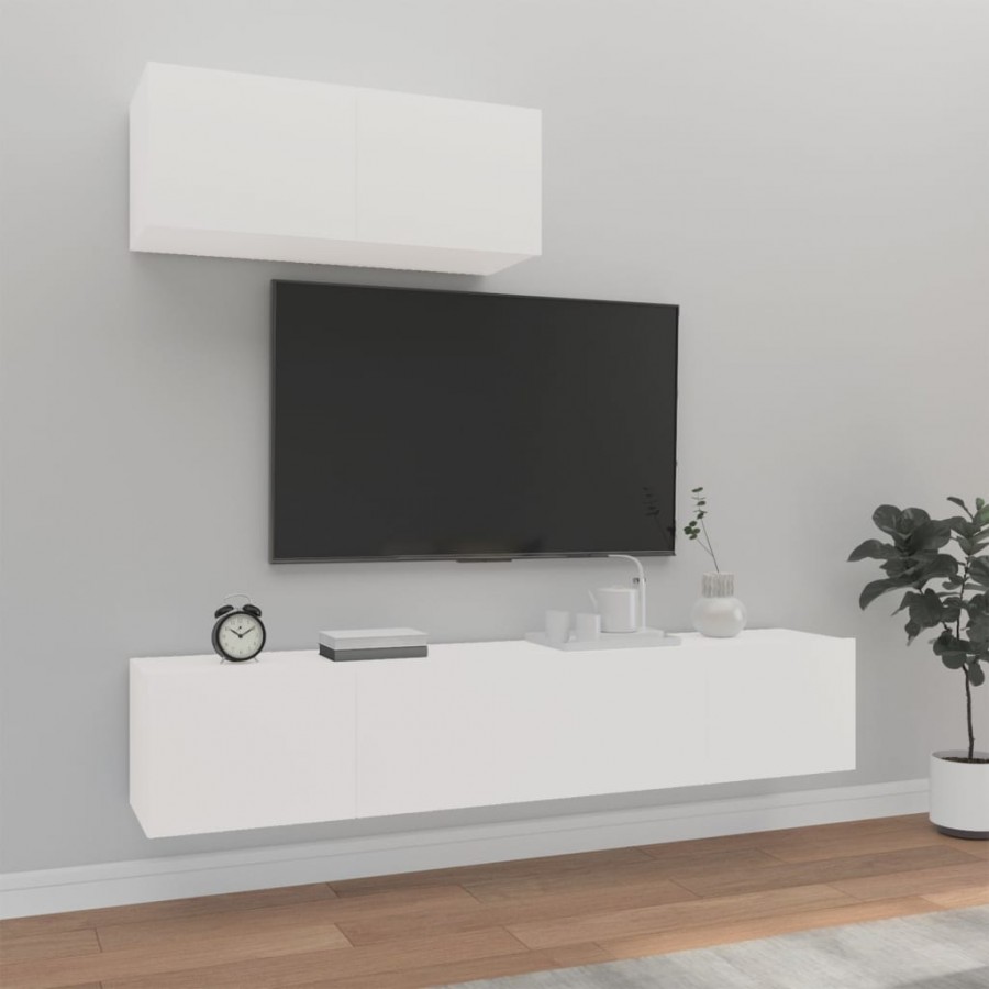 Ensemble de meubles TV 3 pcs Blanc Bois d'ingénierie