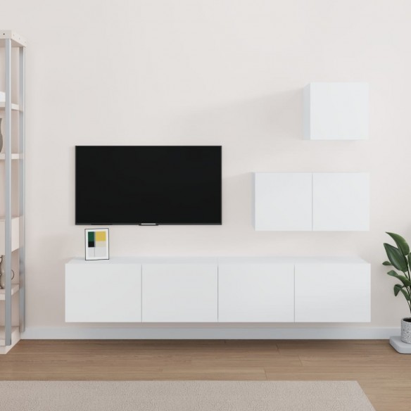 Ensemble de meubles TV 4 pcs Blanc Bois d'ingénierie