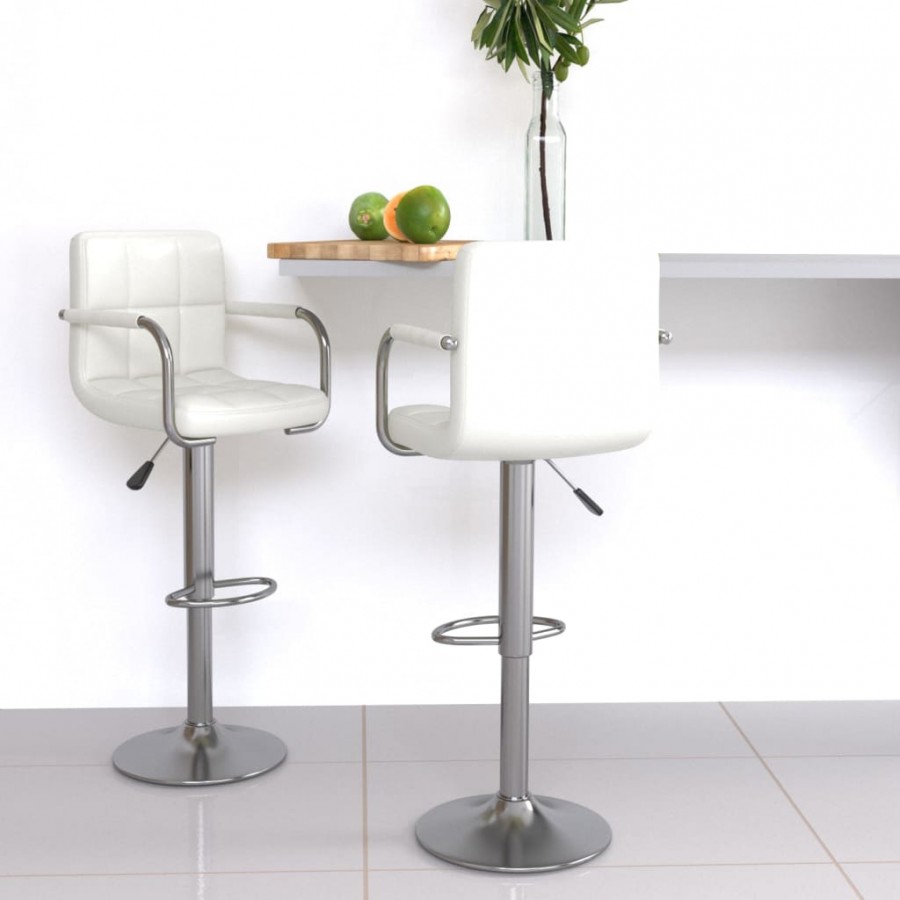 Tabourets de bar lot de 2 blanc similicuir