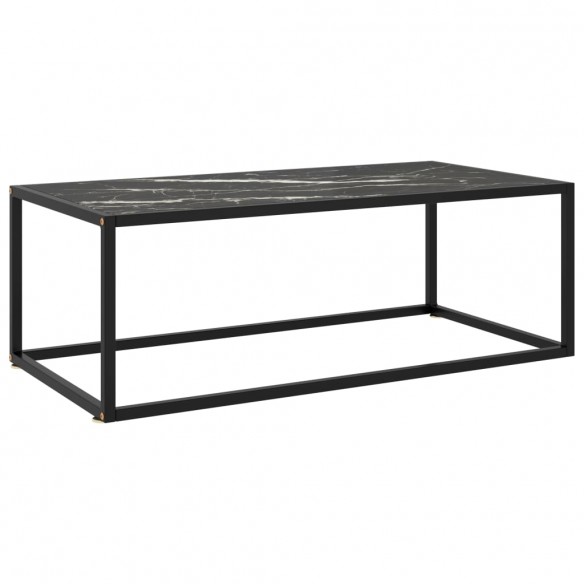 Table basse Noir avec verre marbre noir 100x50x35 cm