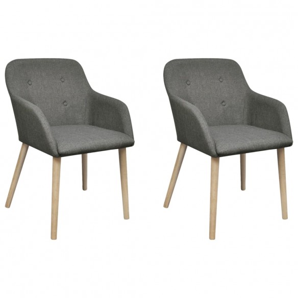 Chaises à manger lot de 2 gris clair tissu et chêne massif