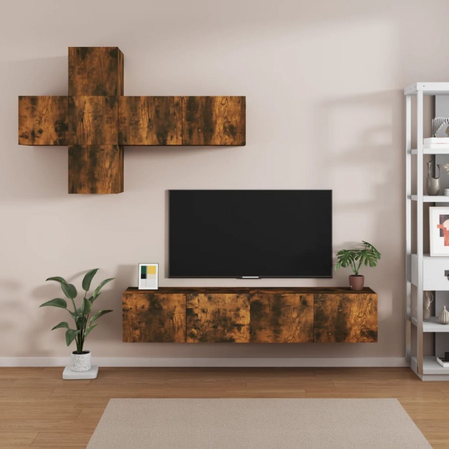 Ensemble de meubles TV 7 pcs Chêne fumé Bois d'ingénierie