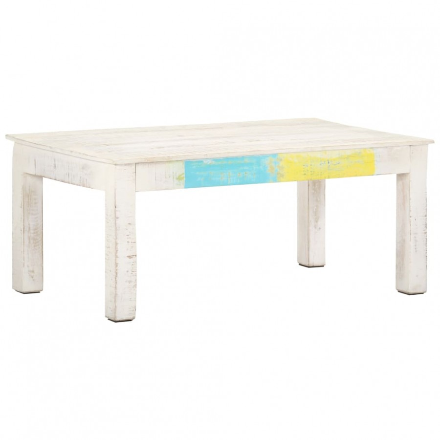 Table basse Blanc 110x60x45 cm Bois de manguier massif