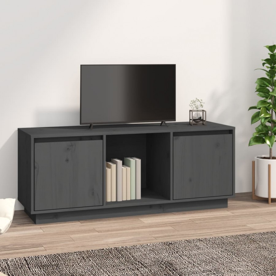 Meuble TV Gris 110,5x35x44 cm Bois de pin massif