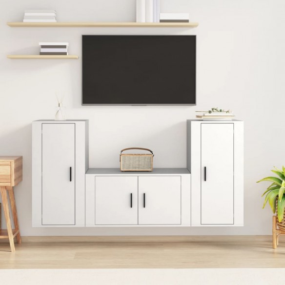 Ensemble de meubles TV 3 pcs Blanc Bois d'ingénierie