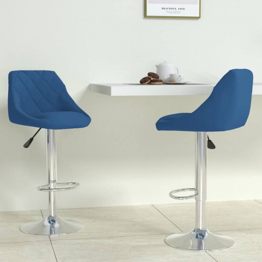 Tabourets de bar lot de 2 bleu velours