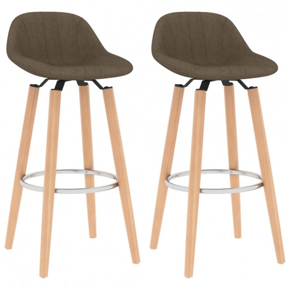 Tabourets de bar lot de 2 marron tissu