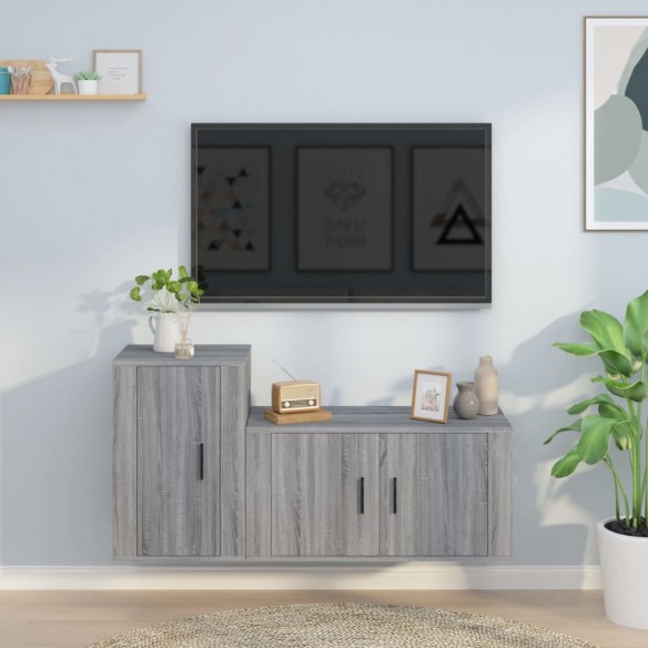 Ensemble de meubles TV 2 pcs Sonoma gris Bois d'ingénierie