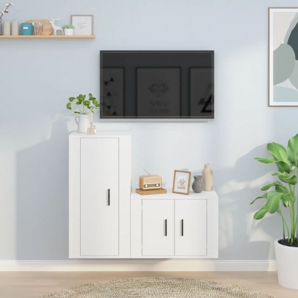 Ensemble de meubles TV 2 pcs Blanc Bois d'ingénierie