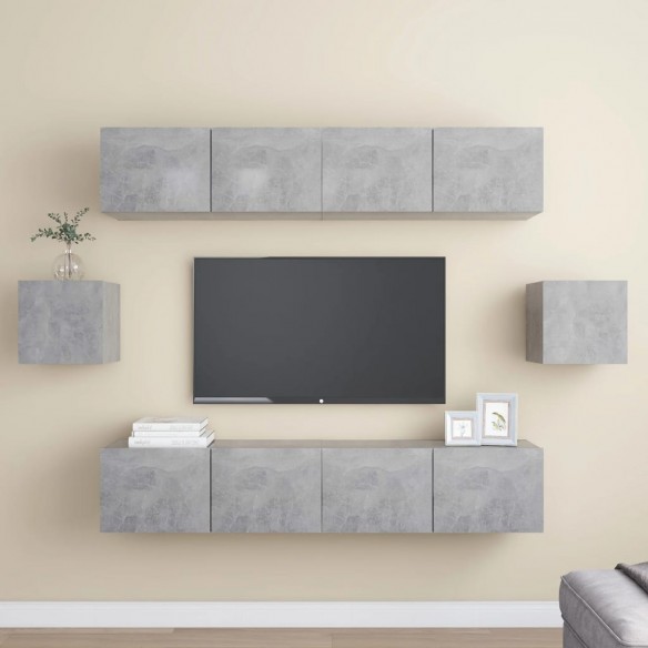 Ensemble de meuble TV 6 pcs Gris béton Aggloméré