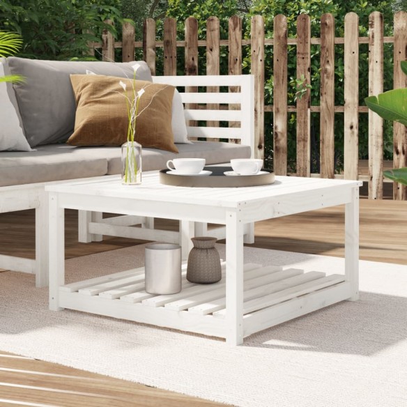 Table de jardin blanc 82,5x82,5x45 cm bois massif de pin