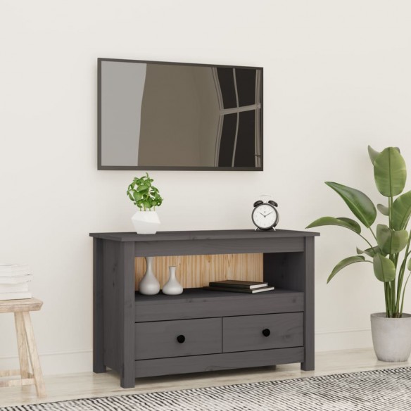 Meuble TV Gris 79x35x52 cm Bois de pin massif