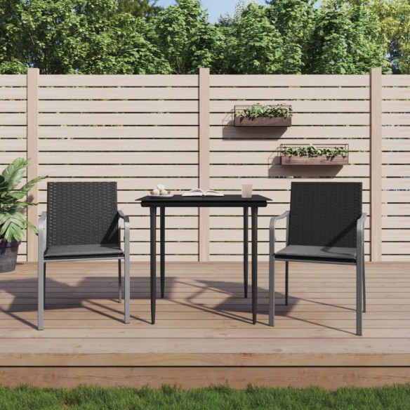 Chaises de jardin avec coussins lot de 2 noir 56x59x84 cm rotin