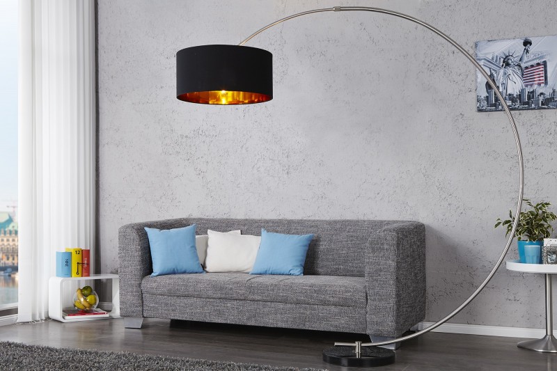 Lampadaire de 180cm extensible en arc  noir et or