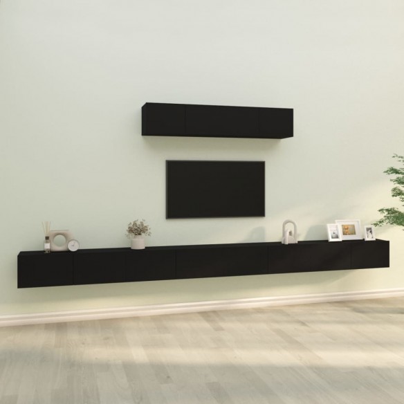 Ensemble de meubles TV 6 pcs Noir Bois d'ingénierie