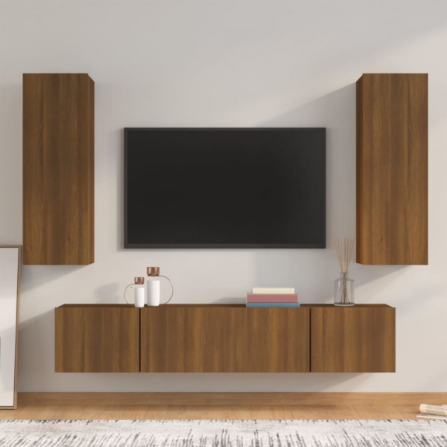 Ensemble de meubles TV 4 pcs Chêne marron Bois d'ingénierie