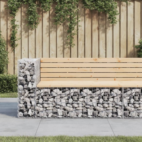 Banc de jardin design gabion 122x71x65,5 cm bois massif de pin