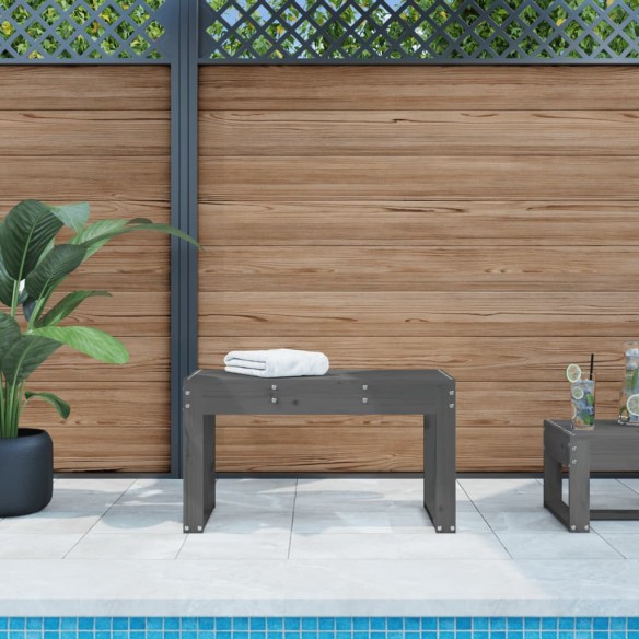 Banc de jardin gris 80x38x45 cm bois massif de pin