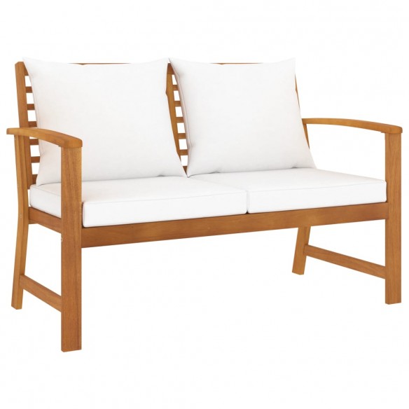 Banc de jardin avec coussin crème 120 cm Bois solide d'acacia