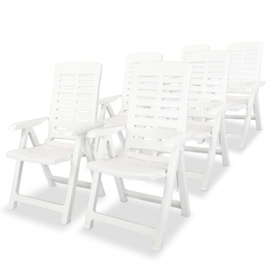 Chaises inclinables de jardin 6 pcs Plastique Blanc