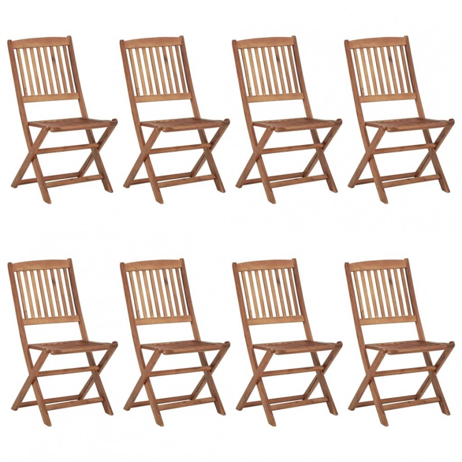 Chaises pliables d'extérieur 8 pcs Bois d'acacia solide