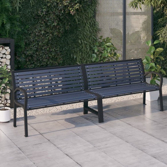 Banc double de jardin 251 cm acier et WPC noir