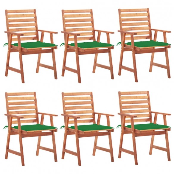 Chaises à dîner d'extérieur 6 pcs avec coussins Acacia massif