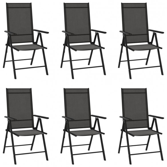 Chaises de jardin pliables 6 pcs Textilène Noir