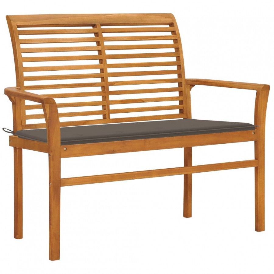 Banc de jardin avec coussin taupe 112 cm Bois de teck massif